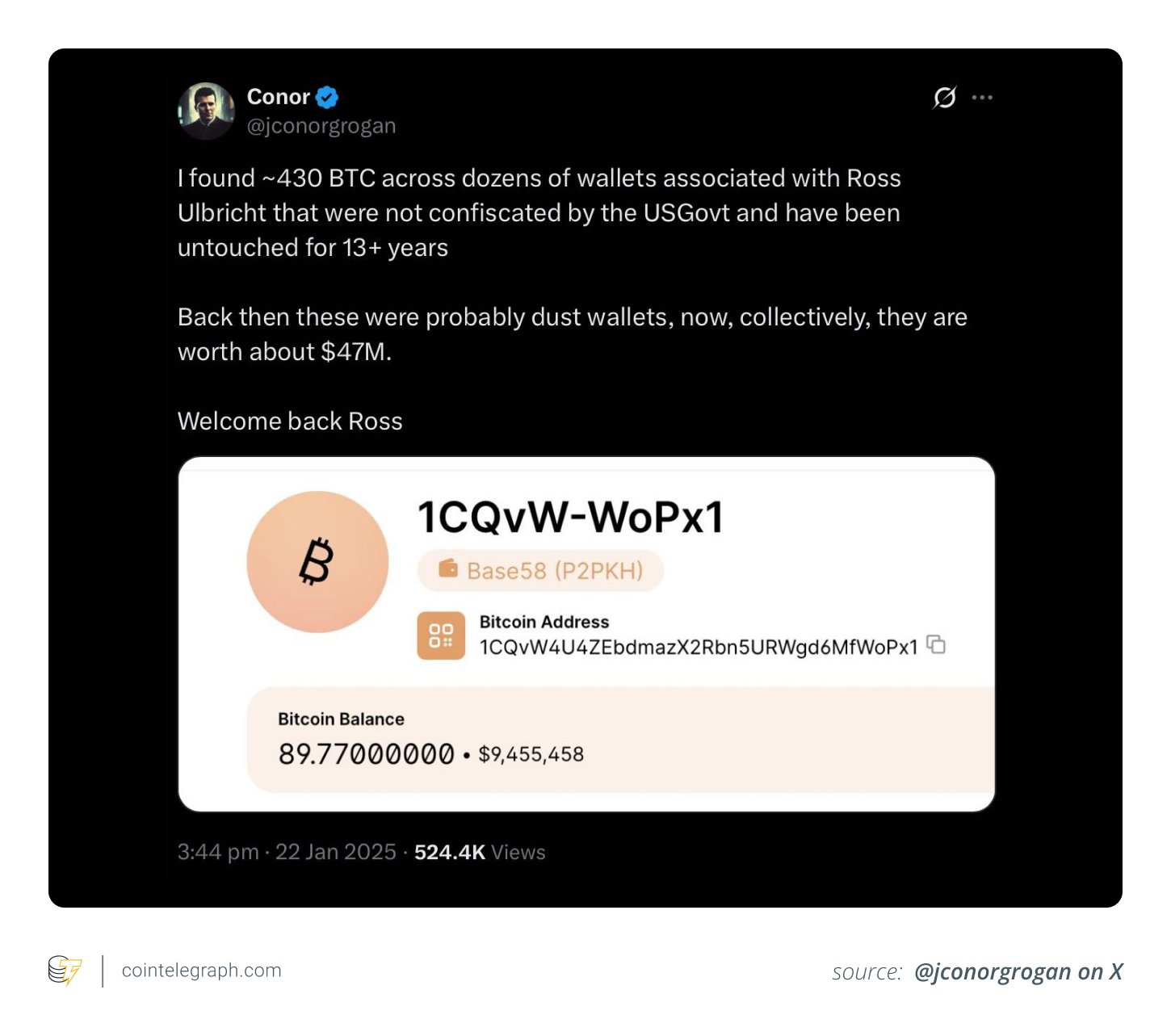 430 Bitcoin linked to Ross Ulbricht