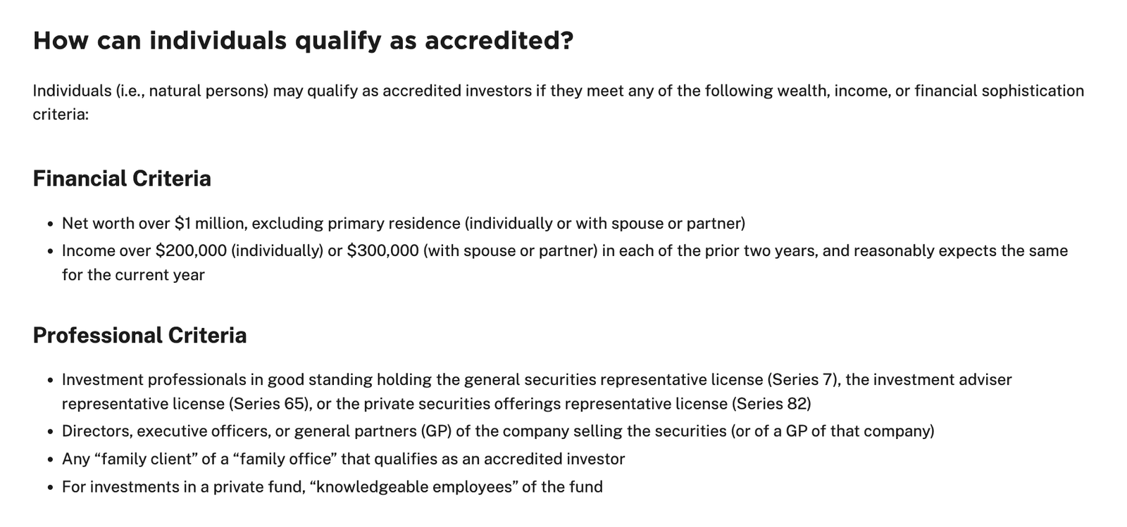 Investments, SEC, United States