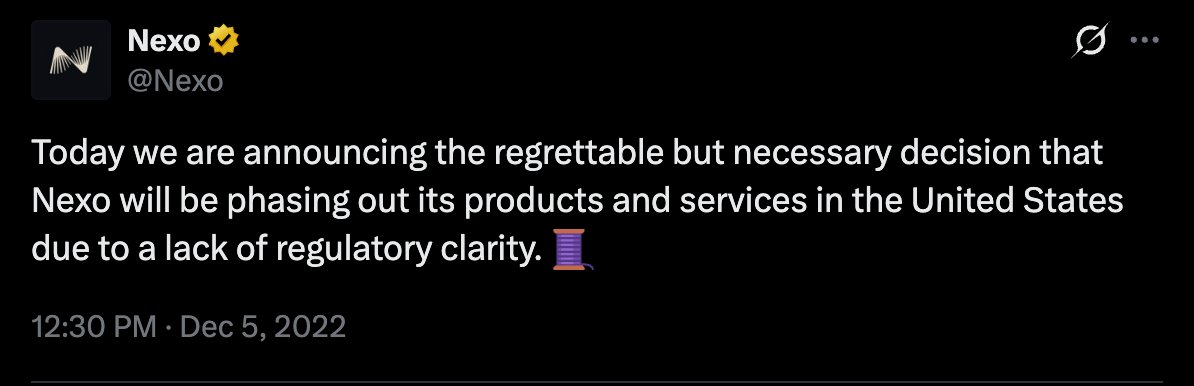 SEC, United States, Nexo